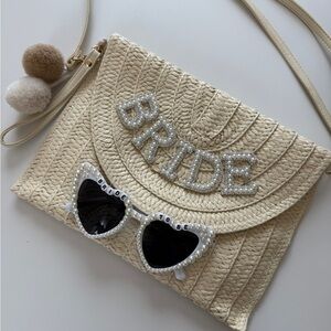Bride Crossbody and Sunglasses Set Bridal Shower Bachelorette Beach One Size